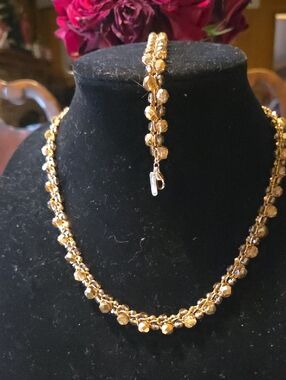 Holly Yashi Y2K Vintage Gold Braided Necklace and Bracelet Set